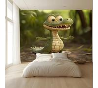 Wall Murals Wallpaper Cartoon-style animal crocodile Wall Painting Living Room Boys Girls Bedroom Nursery Background Wall Art Decoration 400(W) x280(H) cm