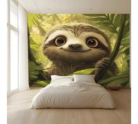 Wall Murals Wallpaper Cartoon style cartoon animal sloth Wall Painting Living Room Boys Girls Bedroom Nursery Background Wall Art Decoration 350(W) x256(H) cm