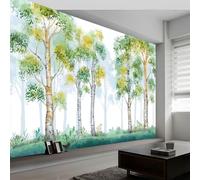 Wall Murals Watercolor Forest Leaves Grassland Wallpaper, Cartoon Style Removable Photo Wallpaper Murals 400W x 280H cm - Home Decoration Wall Art Covering for Living Room Bedroom Children's Room