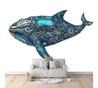 Wall Murals Whale Photo Wallpaper Mural 3D, Non-Woven Wallpaper, Modern Decoration Poster Picture Mechanical Punk Style Wall Mural for Living Room Bedroom 500 × 280 cm (W x H)