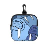 Wall of Walrus, Square Zipper Storage Bag, Neoprene Coin Purse, Small Wallets, Change Pouch, Change Purse