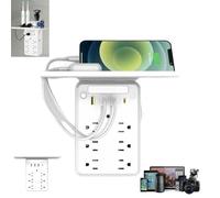 Wall Outlet Extender with Shelf Night,Multi-Plug Outlet Splitter with Detachable Mobile Storage Rack with Night Light,3 USB & Type-C Charging Ports,Home & Dorm Plug Expander (2.)