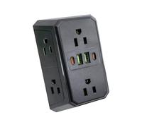 Wall Outlet, Lightweight, Adapter - Premium Functional Versatile 6-Outlet with USB Ports for The, Charging Phones and Tablets | Multipurpose Outdoor Indoor Utility