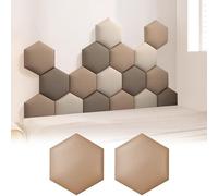 Wall Padding,2pcs Light Brown Hexagon Wall Panels - Self-Adhesive Anti-Collision Padding for Kids' Room & Bedroom Decor, 20x23cm Headboard Cushioning