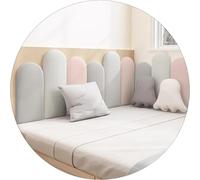 Wall Padding,3D Anti-Collision Wall Padding for Kids - Light Pink Peel and Stick Upholstered Headboard Panels, Bed Backsplash for Twin & Full Beds (47.2x21.7in)