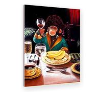 Wall painting Abstract Wall Art Canvas Painting Animal Picture Monkey Chimp Drinking Wine Smoking Poster Print Living Room Home Decor 60x90cm/23.6"x35.4" Frameless10