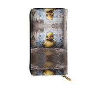 Wall Painting Ducks Printed leather wallet, 7.5 x 4.1-inch long credit card holder, portable travel cash wallet
