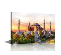 Wall Paintings for Living Room Hagia Sophia at Sunset Modern Office Wall Art Large Wall Decor Istanbul Canvas Wall Art for Bedroom Artwork Giclee Wall Decoration Framed Ready to Hang, 24x16in