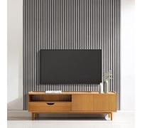 Wall Panel Wood Slat | Decorative Wooden Panelling 3D Slatted Acoustic Sound Absorbing Ceiling or Wall Slats (Light Grey, 300 x 60cm (1 Pack))