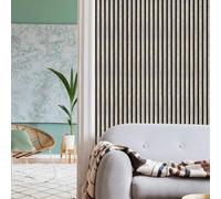 Wall Panel Wood Slat | Decorative Wooden Panelling 3D Slatted Acoustic Sound Absorbing Ceiling or Wall Slats (Light Grey, 300 x 60cm (3 Pack))