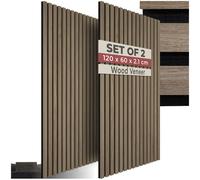 Tectake Acoustic Wall Panels With Wood Veneer Slats, Thick Felt And Easy To Install Set Of 4 - Dark Oak