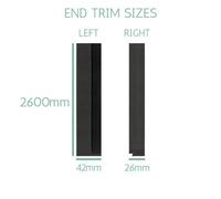 Wall Panels World Waterproof 3D Slat Wall Panel End Trim Charcoal, Left Hand, Small Slat, 42mm X 12mm X 2600mm, Pack Of 4