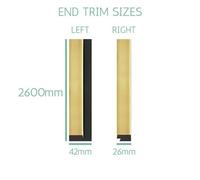 Wall Panels World Waterproof 3D Slat Wall Panel End Trim Metallic Gold, Left Hand, Small Slat, 42mm X 12mm X 2600mm, Pack Of 4