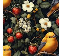 Wall Paper Bird Strawberry Branch Self-Adhesive Removable Easy to Install Wipe Clean with a Damp Cloth Bedroom Decor Countertops Wardrobe Shelf Bathroom Sticky Back Plastic Wallpaper 40 cm x 10 m