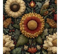 Wall Paper Bird Sunflower Leaves Self-Adhesive Removable Easy to Install Wipe Clean with a Damp Cloth Bedroom Decor Countertops Wardrobe Shelf Bathroom Sticky Back Plastic Wallpaper 40 cm x 10 m