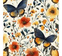 Wall Paper Butterfly Flowers Grass Self-Adhesive Removable Easy to Install Wipe Clean with a Damp Cloth Bedroom Decor Countertops Wardrobe Shelf Bathroom Sticky Back Plastic Wallpaper 40 cm x 10 m