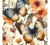 Wall Paper Butterfly Flowers Grass Self-Adhesive Removable Easy to Install Wipe Clean with a Damp Cloth Bedroom Decor Countertops Wardrobe Shelf Bathroom Sticky Back Plastic Wallpaper 40 cm x 10 m