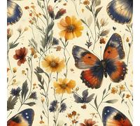 Wall Paper Butterfly Flowers Grass Self-Adhesive Removable Easy to Install Wipe Clean with a Damp Cloth Bedroom Decor Countertops Wardrobe Shelf Bathroom Sticky Back Plastic Wallpaper 44 cm x 5 m