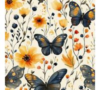 Wall Paper Butterfly Flowers Grass Self-Adhesive Removable Easy to Install Wipe Clean with a Damp Cloth Bedroom Decor Countertops Wardrobe Shelf Bathroom Sticky Back Plastic Wallpaper 44 cm x 5 m