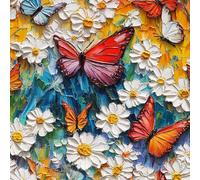 Wall Paper Butterfly Oil Painting Self-Adhesive Removable Easy to Install Wipe Clean with a Damp Cloth Bedroom Decor Countertops Wardrobe Shelf Bathroom Sticky Back Plastic Wallpaper 44 cm x 5 m