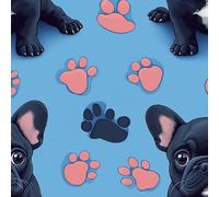 Wall Paper Cute Black Dog Paw Prints Self-Adhesive Removable Easy to Install Wipe Clean with a Damp Cloth Bedroom Decor Countertops Wardrobe Shelf Bathroom Sticky Back Plastic Wallpaper 44 cm x 5 m