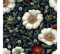 Wall Paper Flowers Red White Leaves Self-Adhesive Removable Easy to Install Wipe Clean with a Damp Cloth Bedroom Decor Countertops Wardrobe Shelf Bathroom Sticky Back Plastic Wallpaper 40 cm x 10 m