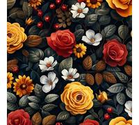 Wall Paper Flowers Red Yellow Fruit Self-Adhesive Removable Easy to Install Wipe Clean with a Damp Cloth Bedroom Decor Countertops Wardrobe Shelf Bathroom Sticky Back Plastic Wallpaper 60 cm x 5 m