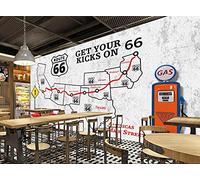 Wall Paper for bedrooms Industrial Wind Route 66 Bar Coffee Shop 3D Mural Wallpaper Wall murals -250cmx175cm