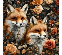 Wall Paper Fox Flowers Yellow Leaves Self-Adhesive Removable Easy to Install Wipe Clean with a Damp Cloth Bedroom Decor Countertops Wardrobe Shelf Bathroom Sticky Back Plastic Wallpaper 44 cm x 5 m