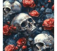 Wall Paper Skull Flower Leaf Gothic Self-Adhesive Removable Easy to Install Wipe Clean with a Damp Cloth Bedroom Decor Countertops Wardrobe Shelf Bathroom Sticky Back Plastic Wallpaper 44 cm x 5 m