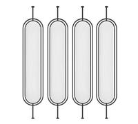 Wall Partition, Modern Room Divider, Screen Panel Openwork Design, Privacy Decoration Separators with Glass for Home,Office,School and Restaurant Spaces(Black-4PC,150x35cm/59.1x13.8in)