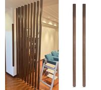 Wall Partition Room Divider Floor To Ceiling, 2ft 3ft 4ft 5ft 6ft 7ft 8ft 9ft 10ft Height Room Divider Partition Post Wooden Slats for Living Room, Office, Entrance Decor(2 Pack-Black Walnut,H 3.5ft)