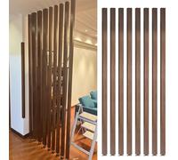 Wall Partition Room Divider Floor To Ceiling, 2ft 3ft 4ft 5ft 6ft 7ft 8ft 9ft 10ft Height Room Divider Partition Post Wooden Slats for Living Room, Office, Entrance Decor(8 Pack-Black Walnut,H 7ft)