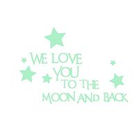 Wall Pediments 3D Moon We to Love Stickers The Wall You Glow and The Luminous Back in Home Decor Letter Decals for Kids Rooms (Green, One Size)