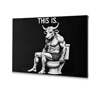 Wall Pictures For Living Room Muscular Bull On The Toilet Canvas Decorative Picture Easter Decoration Decoraciones Para Cuartos(20x30cm)