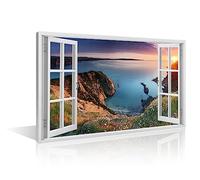 Wall Pictures for Living Room Pembrokeshire Coast Wall Paintings Canvas Wall Art 1 Panel Sunset Landscape Poster Printed on Canvas Modern Artwork for Home Walls Framed Ready to Hang (16''Wx 24''H)
