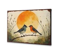 Wall Pictures For Living Room Two Birds Perched On A Branch With A Large Sun In The Background. Canvas Decorative Picture Easter Decoration Decoraciones Para Cuartos(20x30cm)