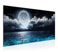 Wall Pictures Full Moon Sea Modern Non-Woven Canvas Living Room Hall Night Sky Moon blue 025312a