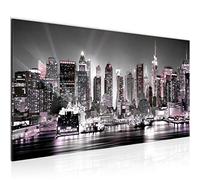 Wall Pictures New York city Modern Non-Woven Canvas Living Room Hall Skyline Pink Gray 605512b