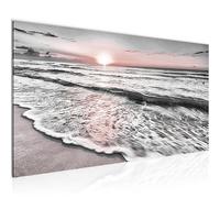 Wall Pictures Sunset beach Modern Non-Woven Canvas Living Room Hall Landscape Gray Pink 023712b