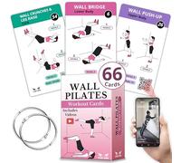Wall Pilates Workouts for Women - 66 Exercise Cards with Videos & Workout Plan - Includes 5-Week Challenge, E-book, Chart & 2 Rings for Easy Organization - Home Pilates Workout Guide