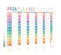 Wall Planner 2026 - A1 (84.1 x 59.4cm) - Double-Sided Laminated Yearly Schedule Calendar with 8 Stickers, Folded Packaging, Home Office School Wall Organiser, Month in row & Aligned weekend, Colourful
