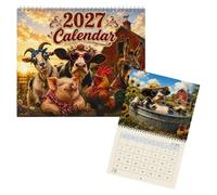 Wall Planner 2027 Rooster Friends Monthly Funny Paper Room Decor