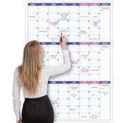 Wall Planner Undated - Large Three Monthly Dry Erase Reusable Wall Planner, Laminated Poster - Purple, Includes 8 Stickers, Plan for Home Office Work, 101 cm X 73 cm