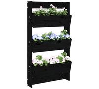 vidaXL Wall Planter 3-Tier 60x18.5x110 cm Black Solid Wood Pine