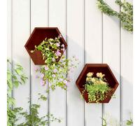 Wall planters 2pcs Corten steel rusty finish 30x10x25cm balcony garden decor set