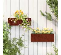Wall Planters 2pcs Rusty Corten Steel 53x10x17cm Hanging Garden Box Set Balcony