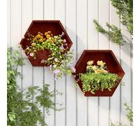 Wall planters Black Corten Steel 46x10x40 cm 2pc Rustic Balcony Garden Boxes Set