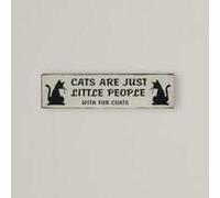 Wall Plaque 'Cats Are Just Little People' with High-Strength Metal, Wall-Mounted Home Décor for Bedroom, 1L x 49W x 12.5H cm, Black Aosom UK