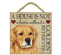 Wall Plaques Golden Retriever Gift - Plaque 5" x 5" 'House is not a Home' - Hang it or Stand it on the easel..
